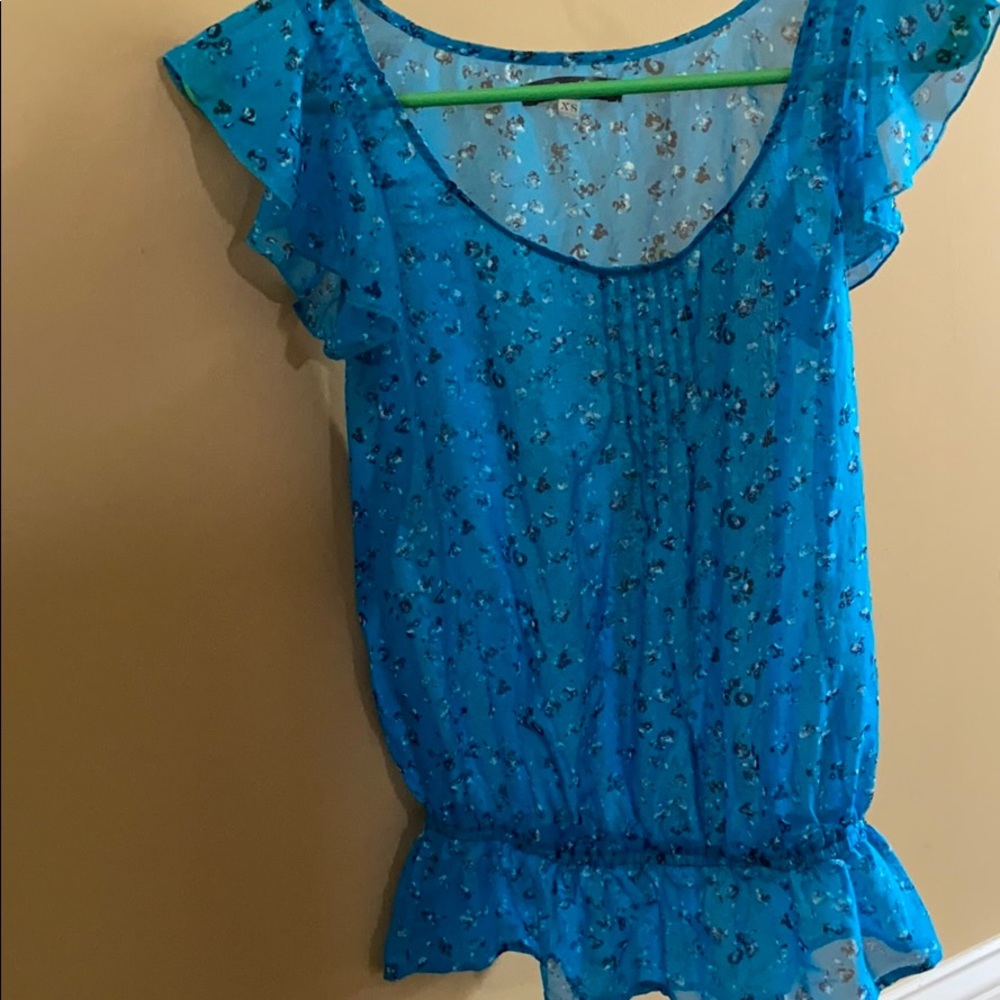 Sheer blue shirt